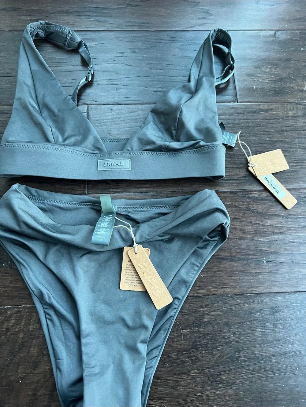 SKIMS Grey Two-Piece Bikini Set - Bralette Top & High Waist Bottoms